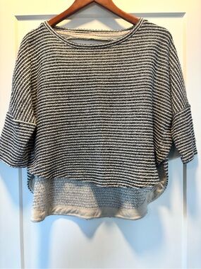Deletta Striped Knit Drop-Shoulder Sweater - Gray/White